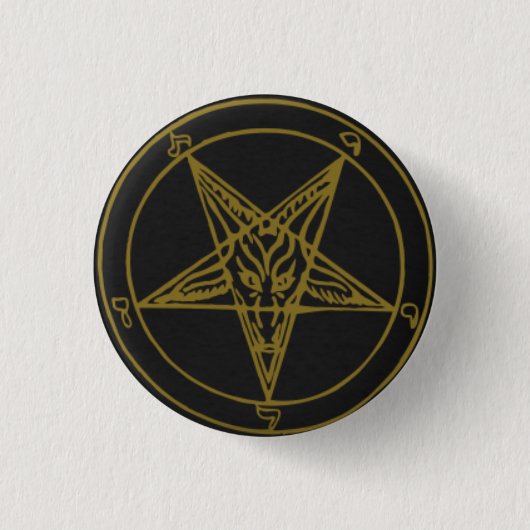 Badge Rond 2,50 Cm Pins Baphomet Noir/Or (Devant)