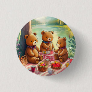 Badge Rond 2,50 Cm Pique-nique Teddy Bear