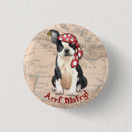 Badge Rond 2,50 Cm Pirate de Boston Terrier (Devant)