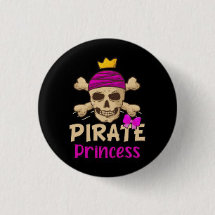 Badge Rond 2,50 Cm Pirate Princess Costume Halloween Crossbone Crâne