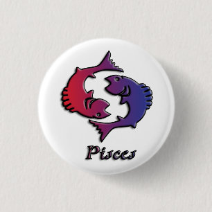Badge Rond 2,50 Cm Pisces Zodiac signe de naissance Rouge Purple astr