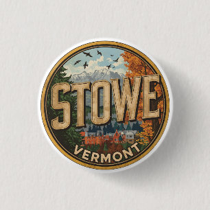 Badge Rond 2,50 Cm Pistes de ski extérieures hivernales vintage Stowe
