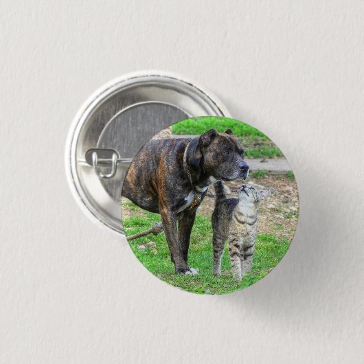 Badge Rond 2,50 Cm Pit Bull et Cat (Devant & derrière)