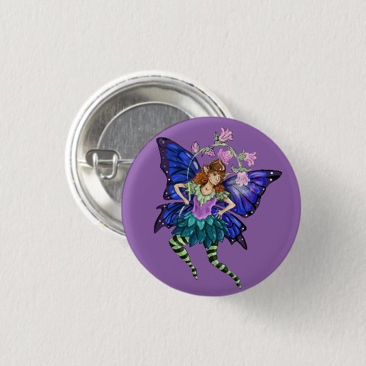 Badge Rond 2,50 Cm Pixie ailée bleue (Devant & derrière)