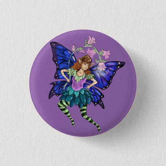Badge Rond 2,50 Cm Pixie ailée bleue (Devant)