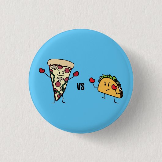 Badge Rond 2,50 Cm Pizza de pepperoni CONTRE le taco : Mexicain (Devant)