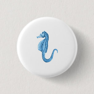 Badge Rond 2,50 Cm Plage côtière d'océan nautique bleu d'hippocamp