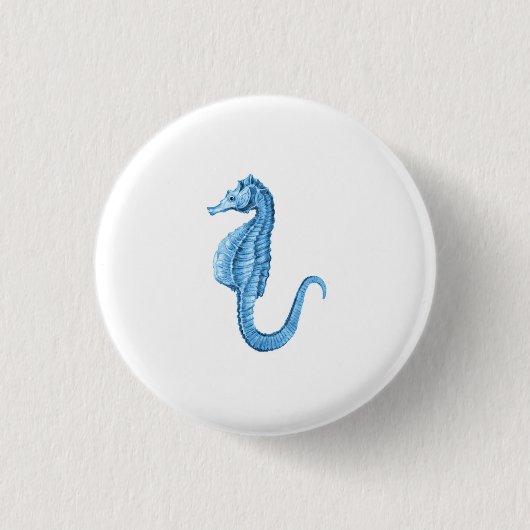 Badge Rond 2,50 Cm Plage côtière d'océan nautique bleu d'hippocampe (Devant)