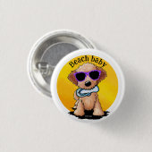 Badge Rond 2,50 Cm Plage de chiot Goldendoodle (Devant & derrière)