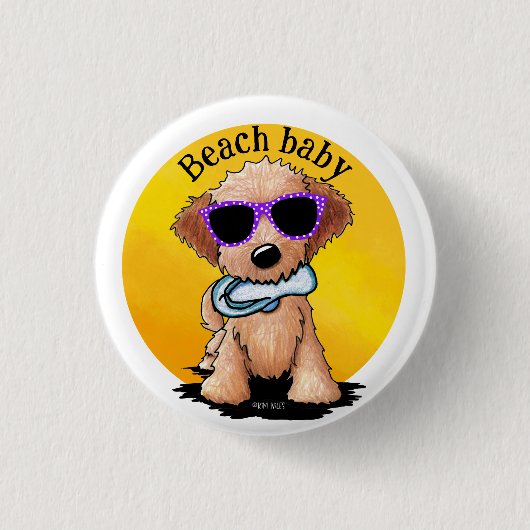 Badge Rond 2,50 Cm Plage de chiot Goldendoodle (Devant)