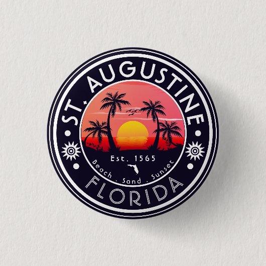 Badge Rond 2,50 Cm Plage St Augustine Floride Coucher de soleil Plage (Devant)