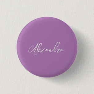 Badge Rond 2,50 Cm Plaine minimaliste manuscrite propre nom Lavande