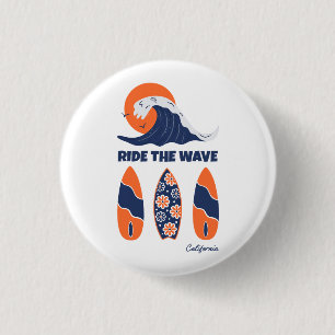 Badge Rond 2,50 Cm Planches de surf Bold Retro Surf Art