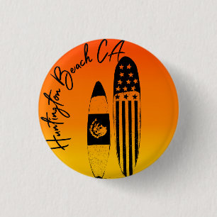 Badge Rond 2,50 Cm Planches de surf et couchers de soleil à Huntingto
