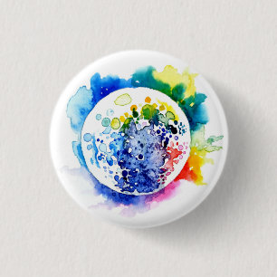 Badge Rond 2,50 Cm Planète colorée