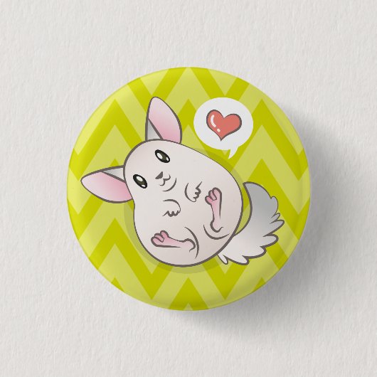 Badge Rond 2,50 Cm Plaque 3,2cm Chinchilla Coeur Vert (Devant)
