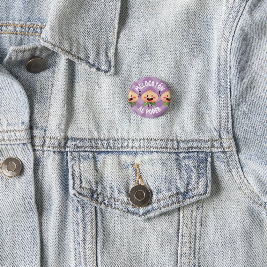 Badge Rond 2,50 Cm Plaque Pêche en pouvant (Peach Power) (En situation)