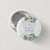 Badge Rond 2,50 Cm Plat vert eucalyptus vert papier de jardin fleuri (Devant & derrière)