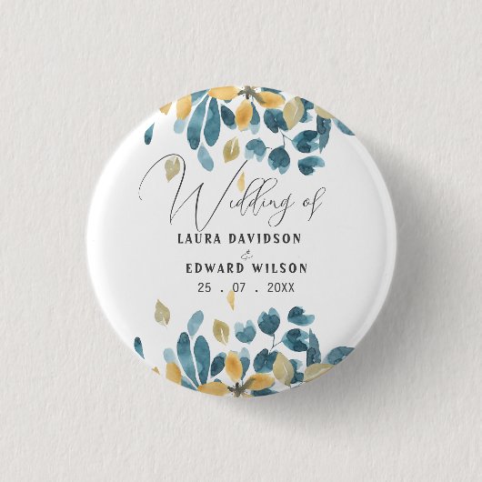 Badge Rond 2,50 Cm Plat vert eucalyptus vert papier de jardin fleuri (Devant)