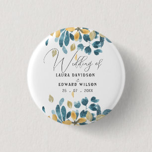 Badge Rond 2,50 Cm Plat vert eucalyptus vert papier de jardin fleuri