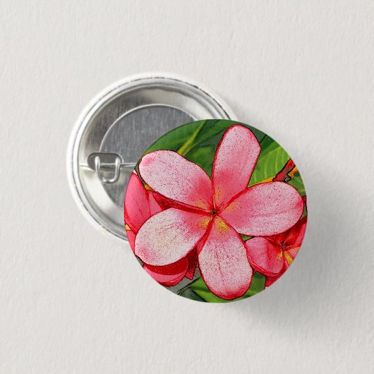 Badge Rond 2,50 Cm plumérie (Devant & derrière)