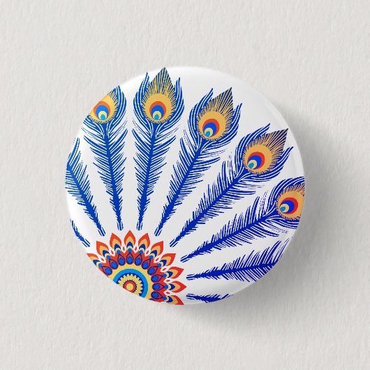 Badge Rond 2,50 Cm Plumes de paon (Devant)