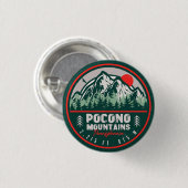 Badge Rond 2,50 Cm Pocono Mountains PA Retro Sunset Souvenirs (Devant & derrière)
