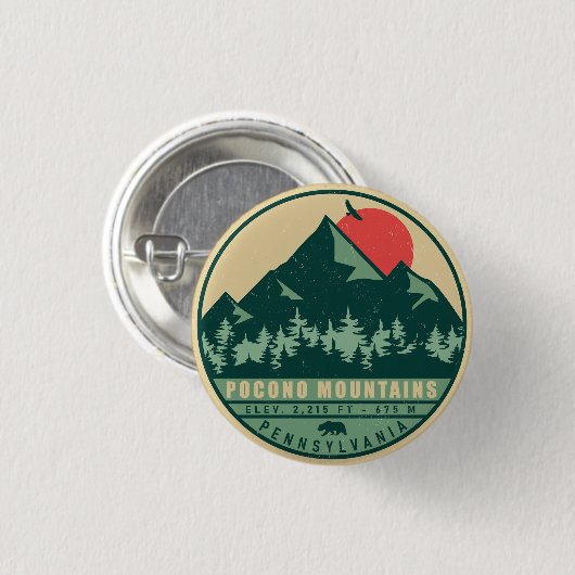 Badge Rond 2,50 Cm Pocono Mountains Pennsylvanie Randonnée coucher de (Devant & derrière)