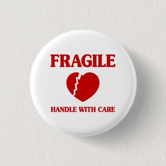 Badge Rond 2,50 Cm Poignée Cardiaque Fragile Avec Soin (Devant)
