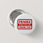 Badge Rond 2,50 Cm Poignée Fragile Avec Soin (Devant & derrière)