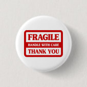 Badge Rond 2,50 Cm Poignée Fragile Avec Soin (Devant)