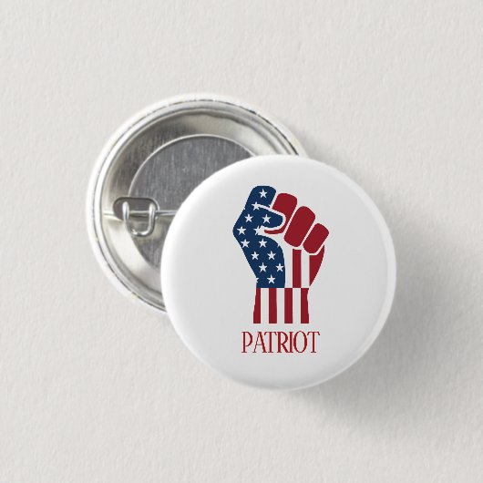 Badge Rond 2,50 Cm Poing Serré Patriotique (Devant & derrière)