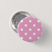Badge Rond 2,50 Cm Points blancs sur rose (Devant & derrière)