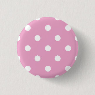 Badge Rond 2,50 Cm Points blancs sur rose