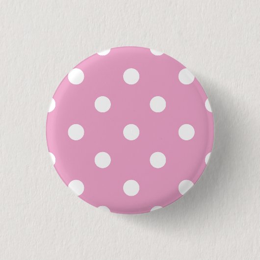Badge Rond 2,50 Cm Points blancs sur rose (Devant)