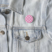 Badge Rond 2,50 Cm Points blancs sur rose (En situation)