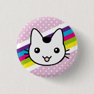 Badge Rond 2,50 Cm pois blanc de chat