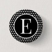 Badge Rond 2,50 Cm Pois classique Noir Personnalisé lettre initiale (Devant)