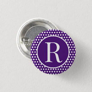 Badge Rond 2,50 Cm Pois classique violet lettre initiale personnalisé
