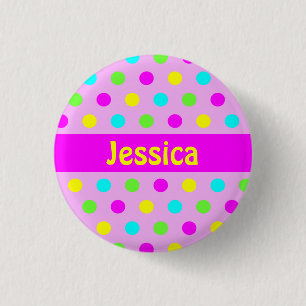 Badge Rond 2,50 Cm Pois coloré - bouton nommé d'enfants