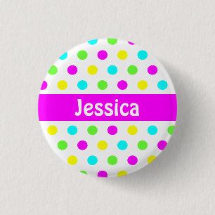Badge Rond 2,50 Cm Pois coloré - bouton nommé d'enfants