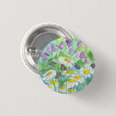 Badge Rond 2,50 Cm Pois doux pourpres Fleurs margueuses (Devant & derrière)