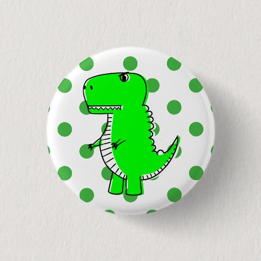 Badge Rond 2,50 Cm Pois verts Dinosaures verts (Devant)