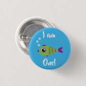 Badge Rond 2,50 Cm Poisson Anniversaire sous la mer (Devant & derrière)