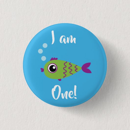 Badge Rond 2,50 Cm Poisson Anniversaire sous la mer (Devant)