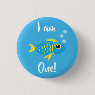 Badge Rond 2,50 Cm Poisson Aquarium Pin à boutons 1er anniversaire po