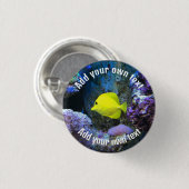 Badge Rond 2,50 Cm Poisson jaune et corail Texte personnalisé (Devant & derrière)