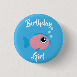 Badge Rond 2,50 Cm Poisson Mer Océan Anniversaire Enfant Aquarium