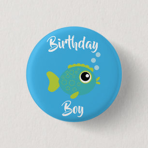 Badge Rond 2,50 Cm Poisson Mer Océan Anniversaire Enfant Aquarium