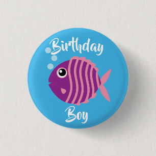 Badge Rond 2,50 Cm Poisson Mer Océan Anniversaire Enfant Aquarium